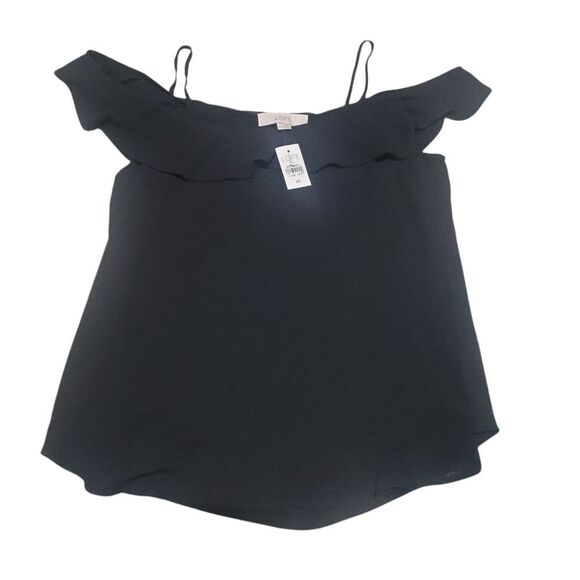 LOFT black ruffle top - Picture 1 of 2